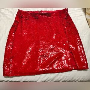 Red sequin Amanda Uprichard skirt size small